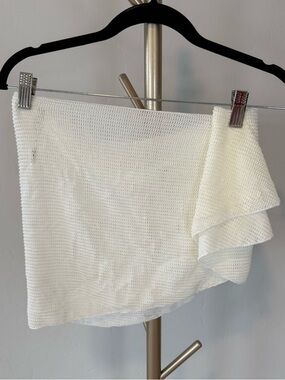 White Textured Mini Skirt Sarong